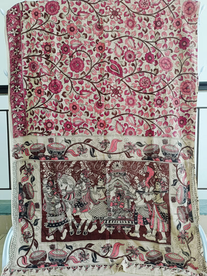 द्रौपदी - Pure Kota Handloom Cotton Handcrafted Kalamkari Saree
