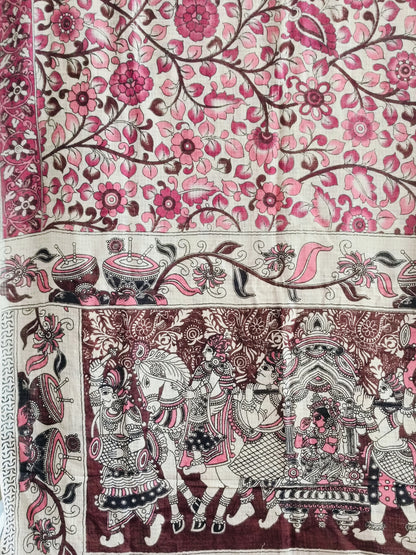 द्रौपदी - Pure Kota Handloom Cotton Handcrafted Kalamkari Saree