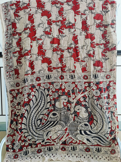 सत्यभामा - Pure Kota Handloom Cotton Handcrafted Kalamkari Saree