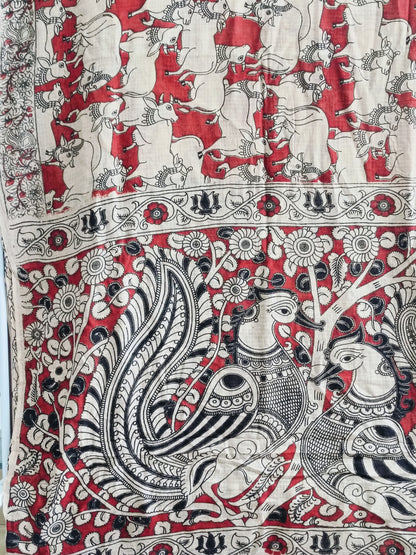 सत्यभामा - Pure Kota Handloom Cotton Handcrafted Kalamkari Saree