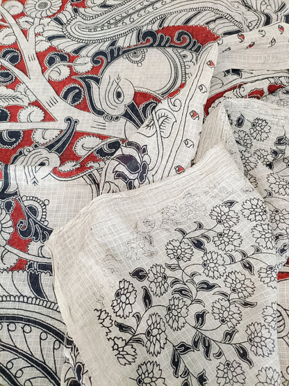 कलामिनी - Pure Kota Handloom Cotton Handcrafted Kalamkari Saree