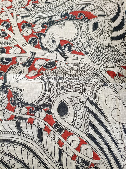 वसुधा - Pure Kota Handloom Cotton Handcrafted Kalamkari Saree