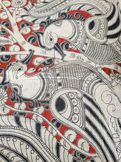 कलामिनी - Pure Kota Handloom Cotton Handcrafted Kalamkari Saree