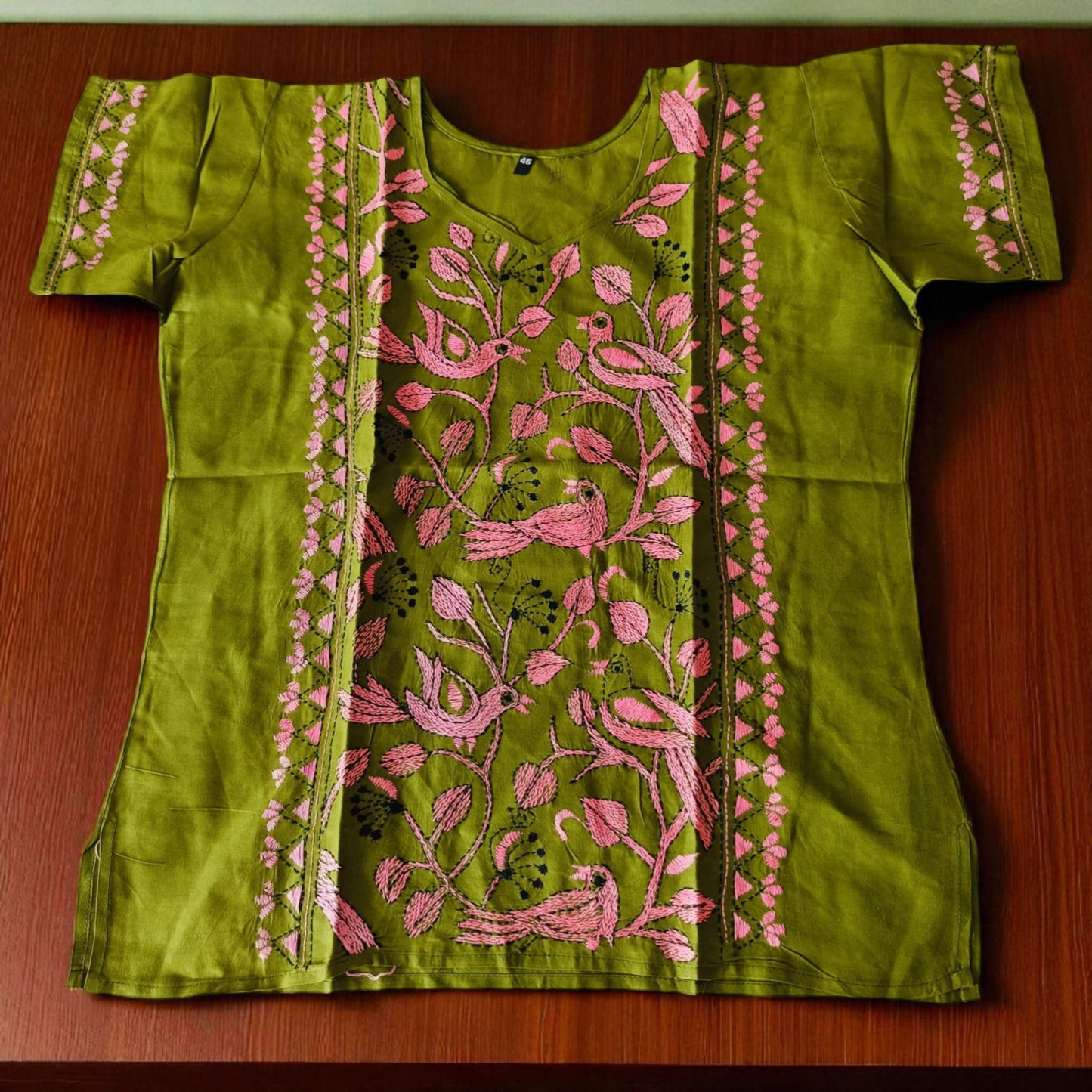 हल्दी | 44" Size - Pure Cotton Kantha Stitch Women's Top