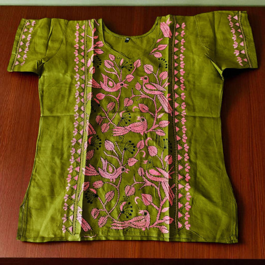 हल्दी | 44" Size - Pure Cotton Kantha Stitch Women's Top