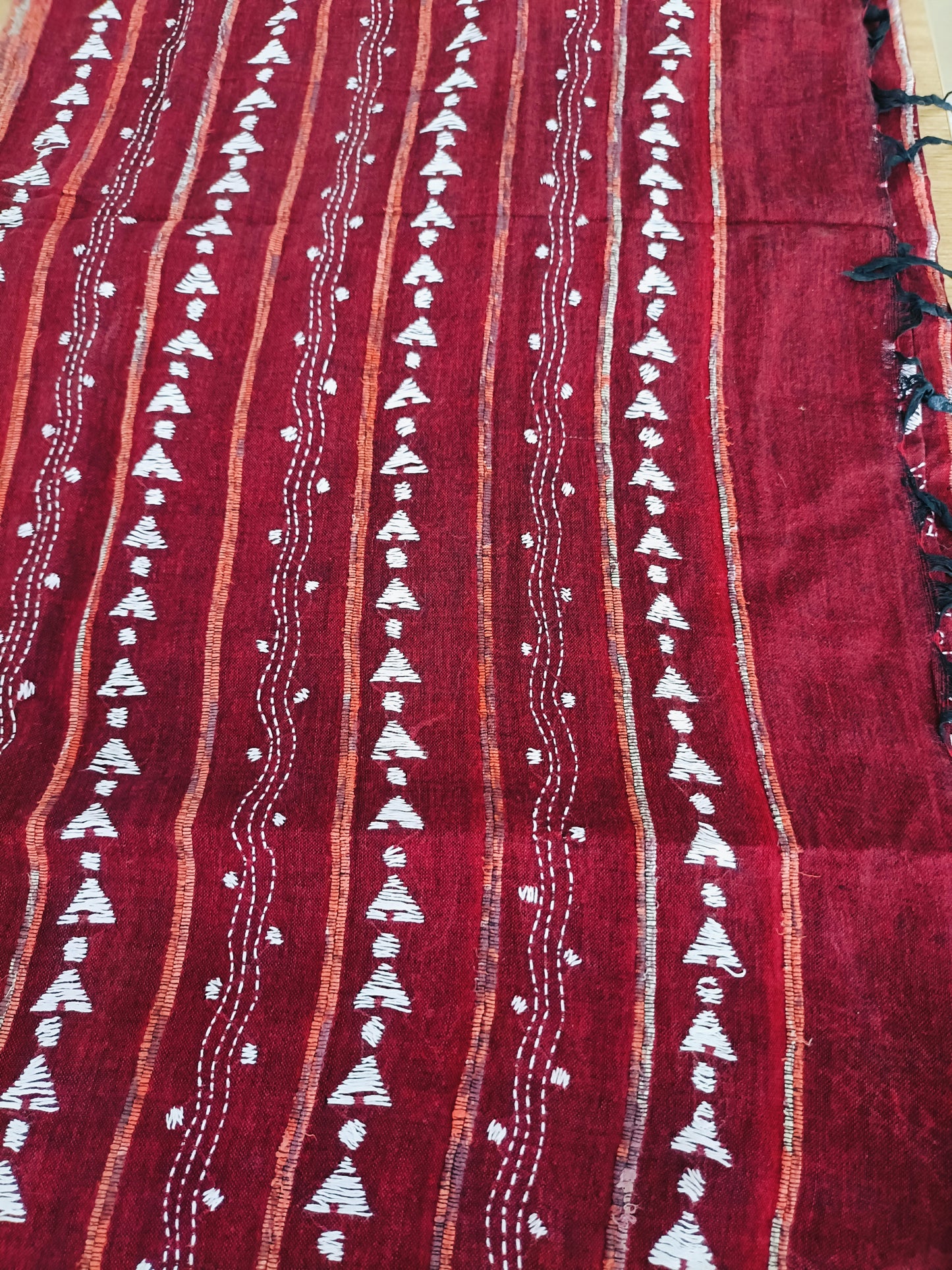 कल्याणी - Handmade Kantha Stitch Khesh Cotton Saree