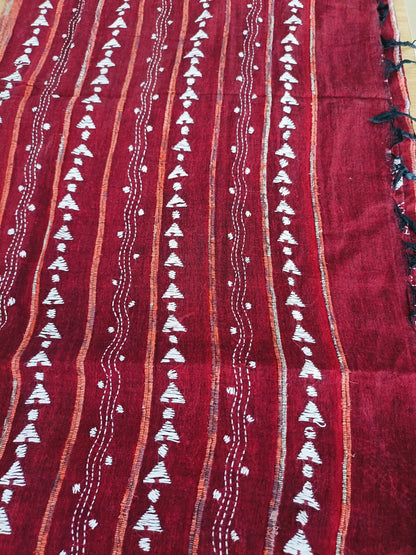 कल्याणी - Handmade Kantha Stitch Khesh Cotton Saree