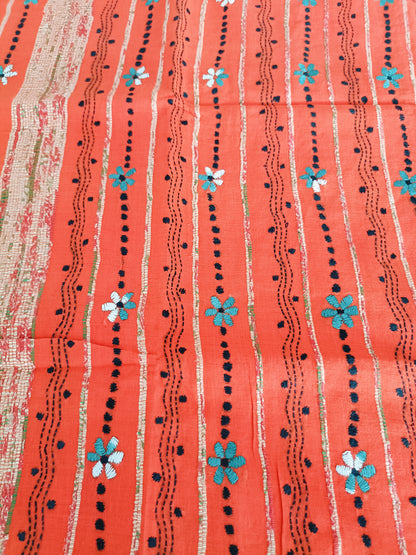 अर्वा - Handmade Kantha Stitch Khesh Cotton Saree