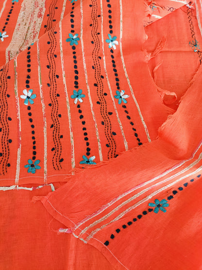 अर्वा - Handmade Kantha Stitch Khesh Cotton Saree