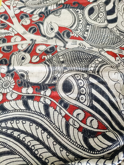 सत्यभामा - Pure Kota Handloom Cotton Handcrafted Kalamkari Saree