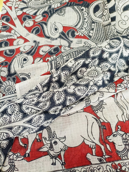 सत्यभामा - Pure Kota Handloom Cotton Handcrafted Kalamkari Saree