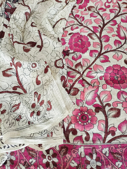 द्रौपदी - Pure Kota Handloom Cotton Handcrafted Kalamkari Saree
