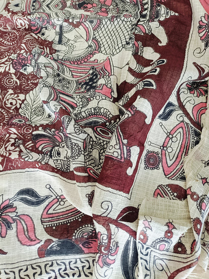 द्रौपदी - Pure Kota Handloom Cotton Handcrafted Kalamkari Saree