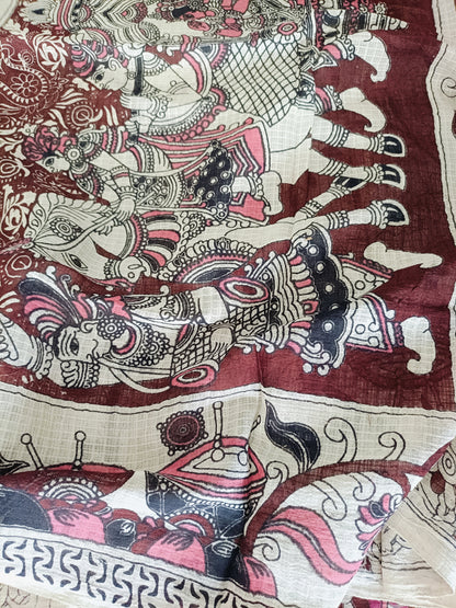 द्रौपदी - Pure Kota Handloom Cotton Handcrafted Kalamkari Saree