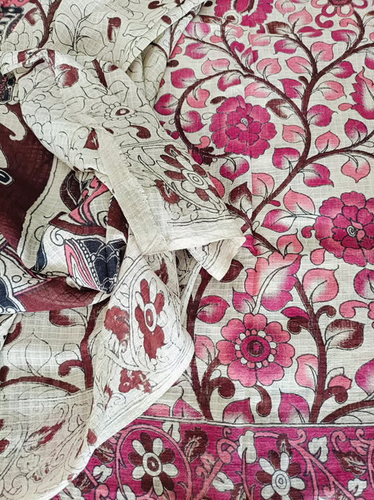 द्रौपदी - Pure Kota Handloom Cotton Handcrafted Kalamkari Saree