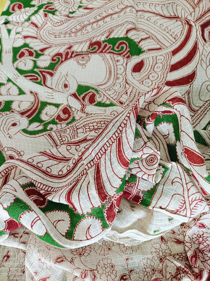 विदर्भा - Pure Kota Handloom Cotton Handcrafted Kalamkari Saree