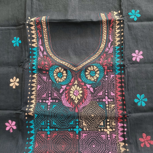 वसन्ती – Pure Cotton Kantha Stitch Kurta Fabric