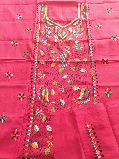 मधुश्री – Pure Cotton Kantha Stitch Kurta Fabric