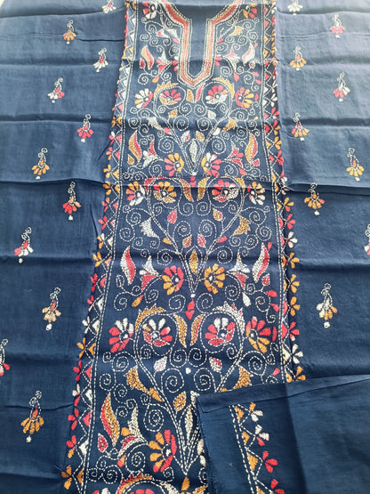 लावण्या - Kantha Cotton Kurta with Chikankari Kota Dupatta