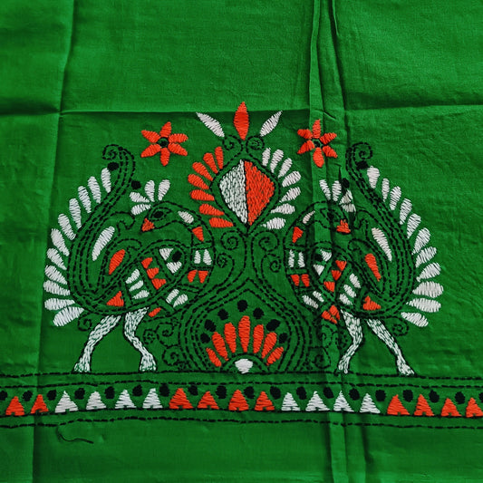 Kantha Stitch Cotton Half Work Blouse Fabric