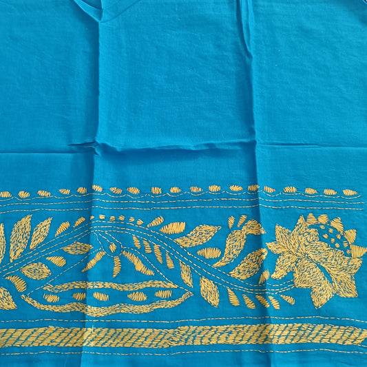 Kantha Stitch Cotton Half Work Blouse Fabric