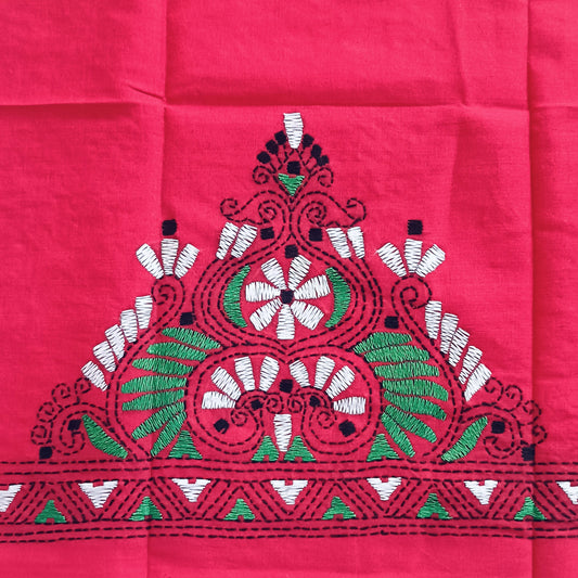 Kantha Stitch Cotton Half Work Blouse Fabric
