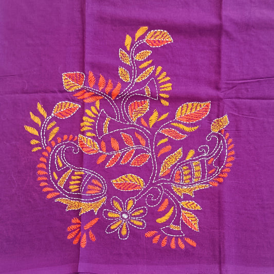 Kantha Stitch Cotton Half Work Blouse Fabric