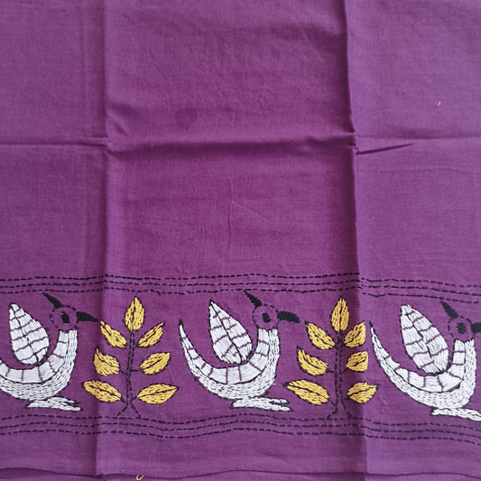 Kantha Stitch Cotton Half Work Blouse Fabric
