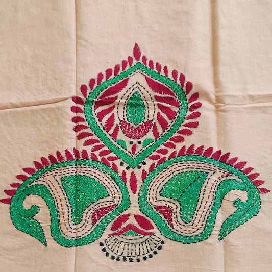 Kantha Stitch Cotton Half Work Blouse Fabric
