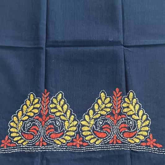 Kantha Stitch Cotton Half Work Blouse Fabric
