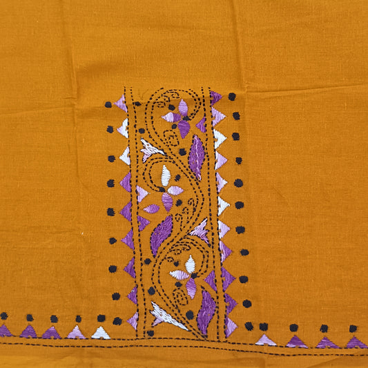 Kantha Stitch Cotton Half Work Blouse Fabric
