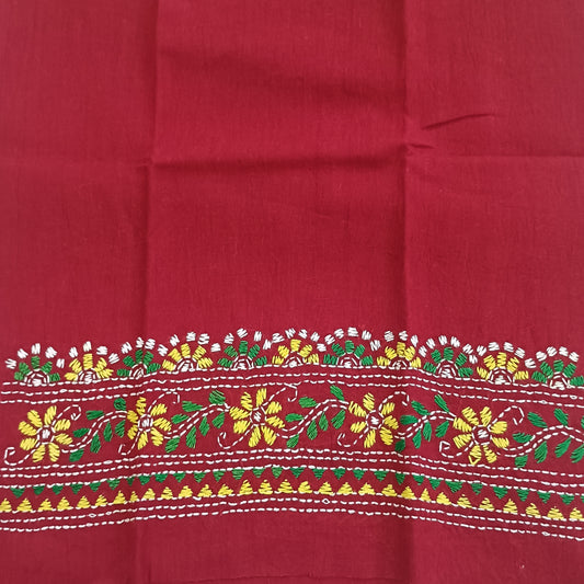 Kantha Stitch Cotton Half Work Blouse Fabric