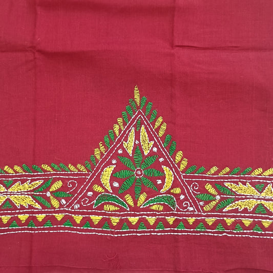 Kantha Stitch Cotton Half Work Blouse Fabric