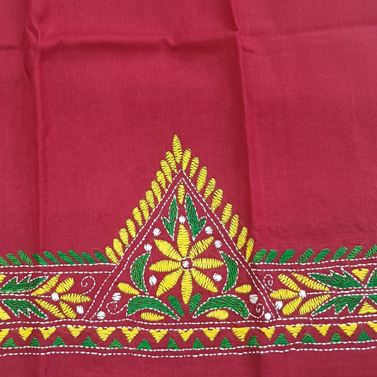 Kantha Stitch Cotton Half Work Blouse Fabric
