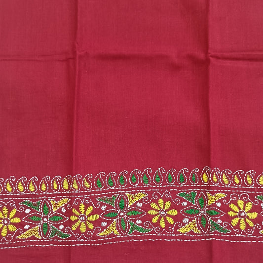 Kantha Stitch Cotton Half Work Blouse Fabric