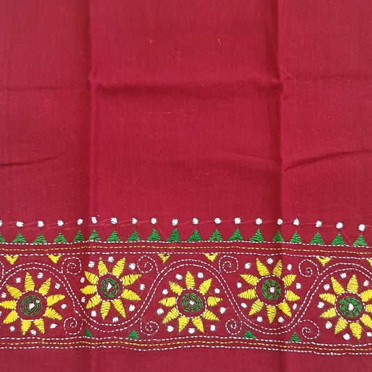 Kantha Stitch Cotton Half Work Blouse Fabric