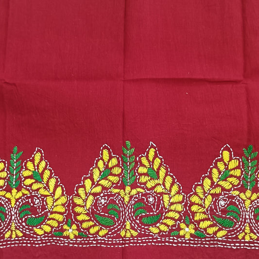 Kantha Stitch Cotton Half Work Blouse Fabric