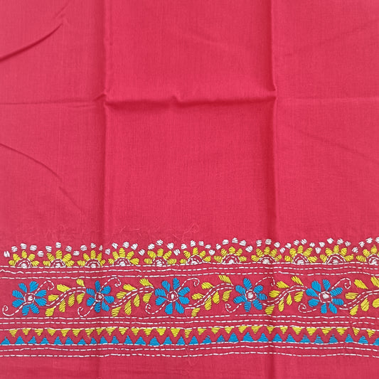 Kantha Stitch Cotton Half Work Blouse Fabric