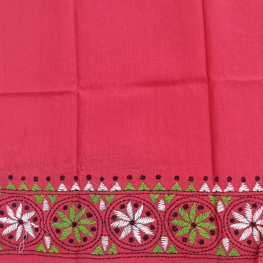 Kantha Stitch Cotton Half Work Blouse Fabric