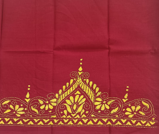 Kantha Stitch Cotton Half Work Blouse Fabric