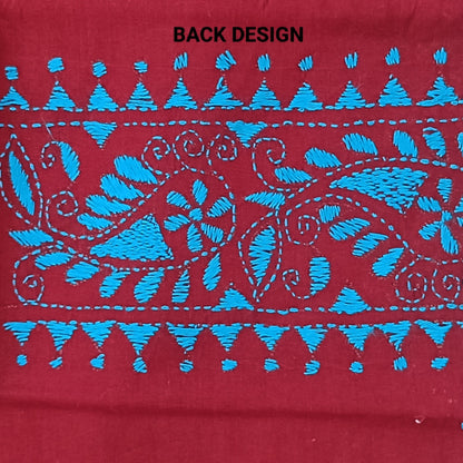 Kantha Stitch Cotton Half Work Blouse Fabric
