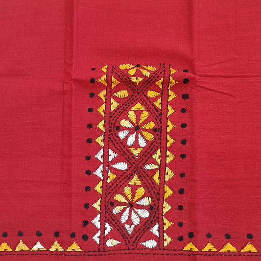Kantha Stitch Cotton Half Work Blouse Fabric