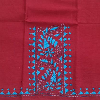 Kantha Stitch Cotton Half Work Blouse Fabric