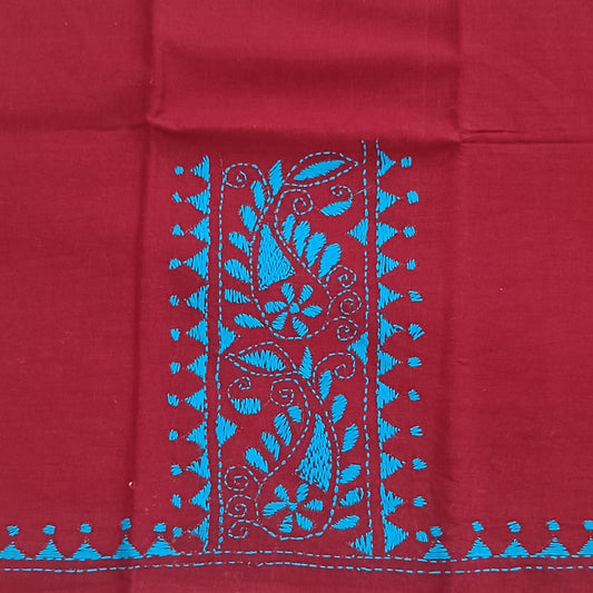 Kantha Stitch Cotton Half Work Blouse Fabric