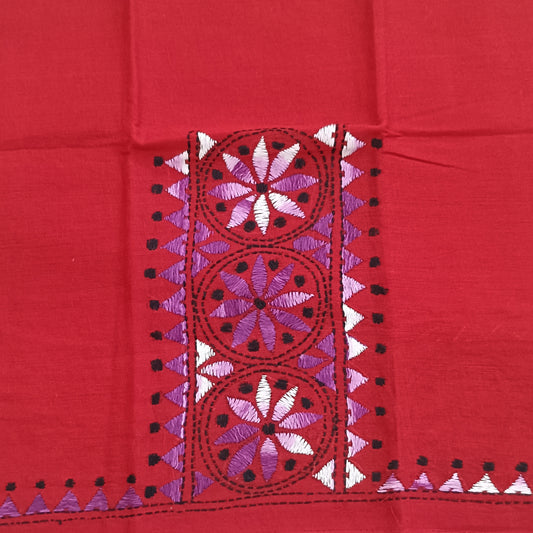Kantha Stitch Cotton Half Work Blouse Fabric