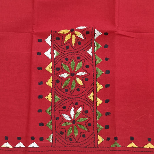 Kantha Stitch Cotton Half Work Blouse Fabric