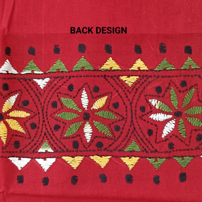 Kantha Stitch Cotton Half Work Blouse Fabric