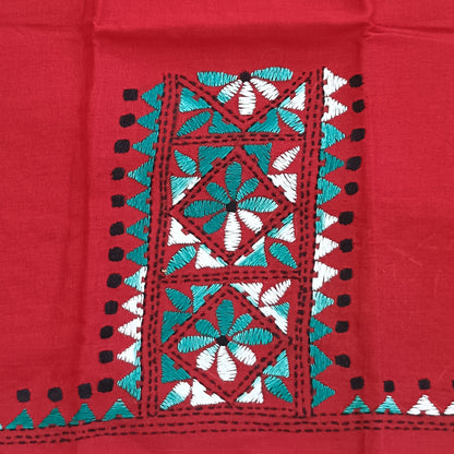 Kantha Stitch Cotton Half Work Blouse Fabric