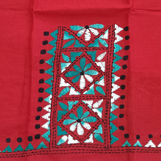 Kantha Stitch Cotton Half Work Blouse Fabric