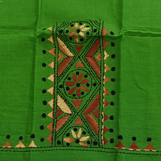 Kantha Stitch Cotton Half Work Blouse Fabric